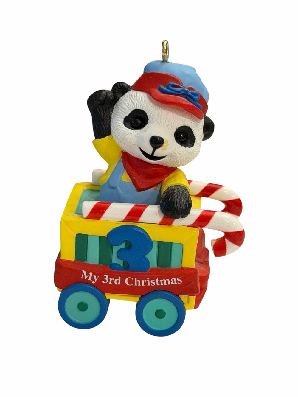 Christmas Hallmark Keepsake Ornament Train Panda My Third Christmas Vintage 2000